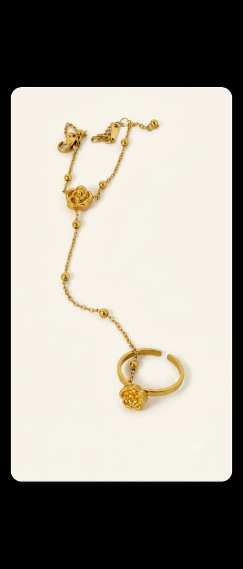 Rose Flower Ring Bracelet