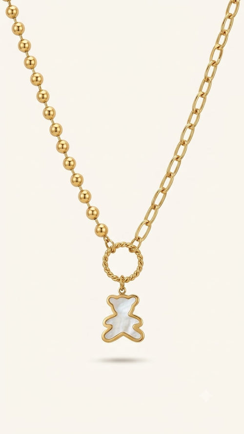 Bear Charm Beaded Necklace