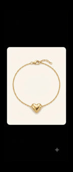 Puffy Heart Chain Bracelet in gold – Hooré