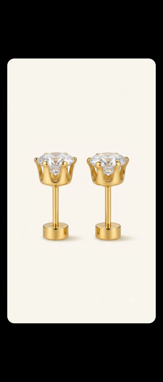 Crown Solitaire Stud Earrings