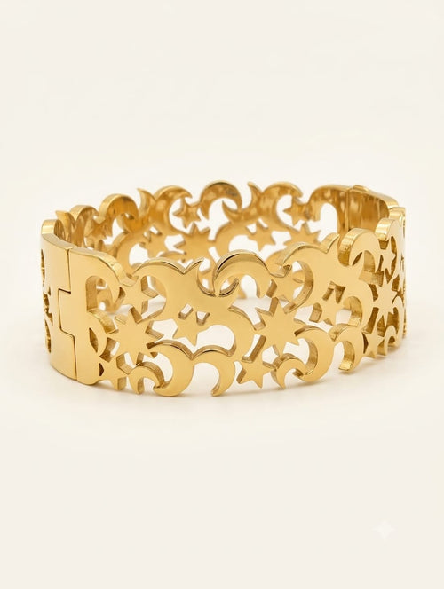 Celestial Star & Moon Cuff Bracelet
